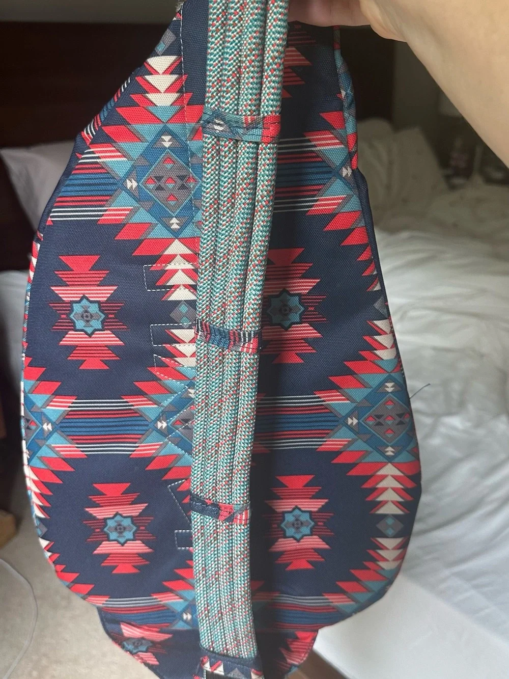 Kavu Navy Red Teal Aztec Sling Bag